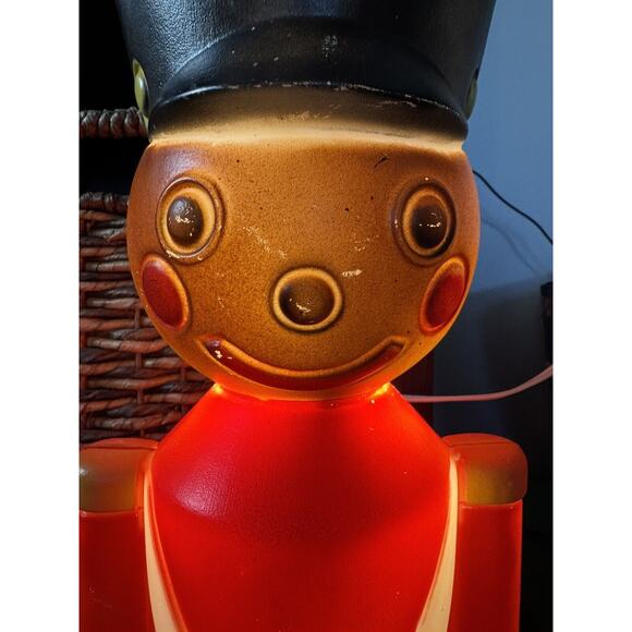 Vtg LightUp AA Toy Soldier Christmas Decoration Nutcracker Style LG 3ft BlowMold - Picture 5 of 15